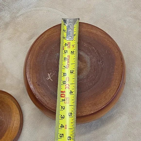 VTG Carved Wood Trinket Box Floral Round with Lid  Rustic Home Decor Dark Brown - Picture 10 of 12